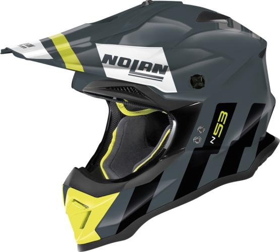 Nolan N53 Sparkler #91 Motocross Helm - grau-schwarz-gelb
