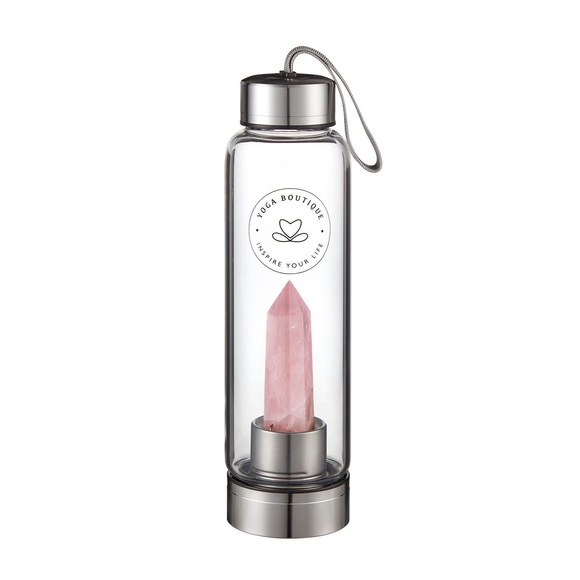 YOGA BOUTIQUE Get energized, get happy! Crystal Water Bottle Rosenquarz silber