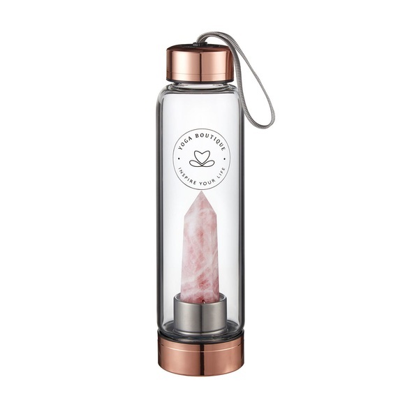 YOGA BOUTIQUE Get energized, get happy! Crystal Water Bottle Rosenquarz rosegold