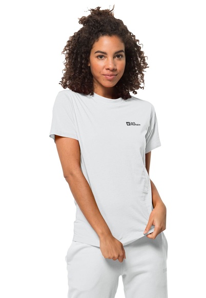 Jack Wolfskin T-Shirt aus Bio-Baumwolle Damen Essential T-Shirt Women L white rush White Rush