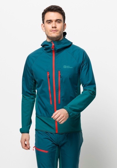 Jack Wolfskin Softshelljacke Männer Alpspitze Hoody Men M blau blue coral