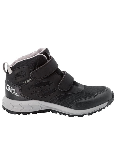 Jack Wolfskin Wasserdichte Wanderschuhe Kinder Woodland Texapore Mid VC Kids 32 schwarz black / grey
