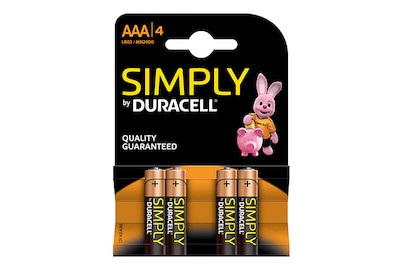 Duracell Simply Batterien AAA Micro LR03 Alkaline im 4er-Pack