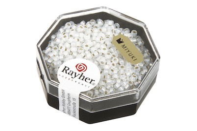 Premium-Rocailles,2,2mm ø,weißopal,Dose