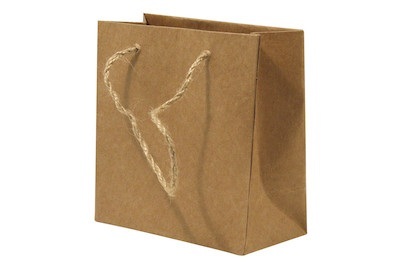Pappmachè Papiertasche mit Jutehenkel 12.5x12x6 cm