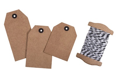 Geschenkanhänger Kraft mit Kordel