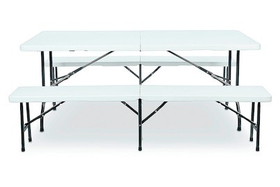 Festbank-Set Tisch Kunsstoff Albi weiss