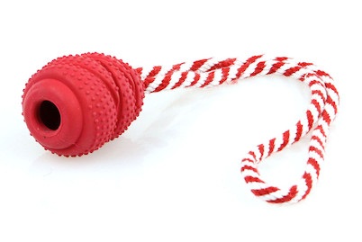 Mighty Champer M rot mit Seil Hunde Spielzeug