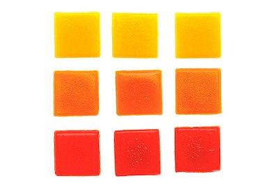 Glas-Mosaik 600g rot/gelb/orange sort.