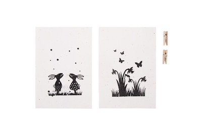 Papiertüten Ostern + Holzklammern, weiß
