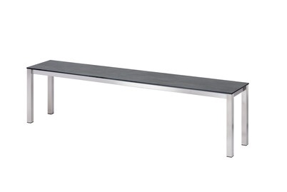 Home and More Gartenbank Stettin HPL grau silber, gross