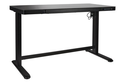Contini höhenverstellbarer Bürotisch 1.2x0.6m Glas Arbeitsfl. schwarz