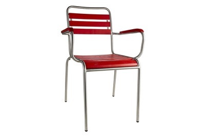 MOOD Stapelstuhl WIEN rot mit Armlehne