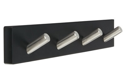 Wandgarderobe, Holz Schwarz, 4 Haken EDE