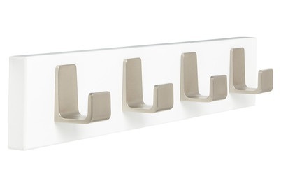 Wandgarderobe, Holz Weiss, 4 Haken Messi