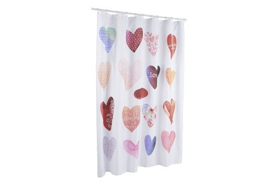 Duschvorhang Love bunte Herzen
