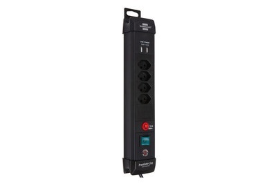 Brennenstuhl - Premium-Line 4fach schwarz *CH* 3m H05VV-F3G1,5 m. Schalter+USB 3.1A, Stabile, formschöne Kompaktleiste aus hochbruchfestem Spezial-Kunststoff, Elegantes, schlankes, zeitloses, hochwertiges Design, Schutzkontakt-Steckdosen in 45°-Ano
