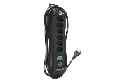 Brennenstuhl 6112016 Steckdosenleiste mit Schalter 6fach Schwarz CH-Stecker