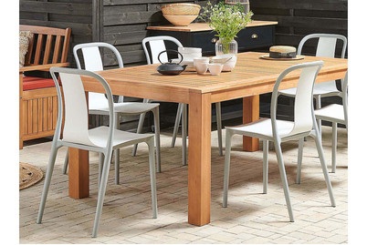 Beliani Gartenstuhl Kunststoff weiss / grau 2er Set Spezia