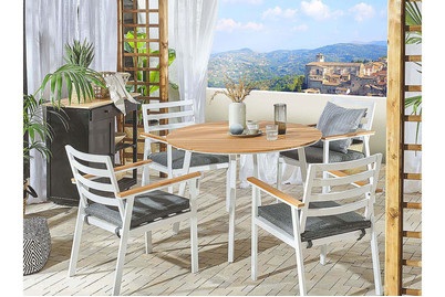 Beliani Gartenstuhl Aluminium weiss 4er Set Cavoli