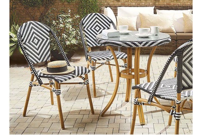 Beliani Rattanstuhl schwarz / weiss 4er Set Rifreddo