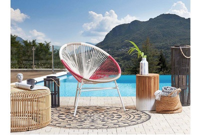 Beliani Rattanstuhl weiss/beige/rosa Kunststoff ACAPULCO