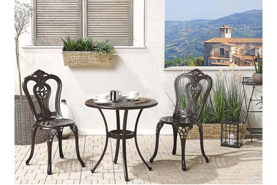 Beliani Gartenstuhl braun 2er Set Aluminium Bovino