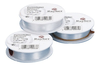 Perlonfaden,weiß,im Karton,Rolle 25m,0,2