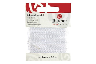 Schmuckkordel,weiß,ø 1mm,SB-Karte 20 m