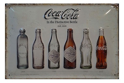 Werbeblechschild Coca Cola Flaschen