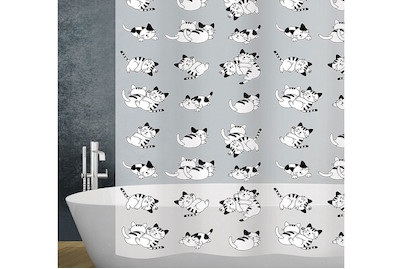 Q&P Duschvorhang Cats 240x180 schwarz