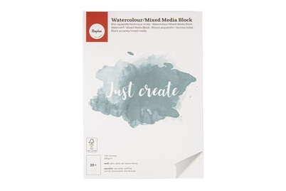 Watercolour/Mixed Media Block,FSCMixCred, 150x210mm, 200 g/m², 20 Blatt, geleimt