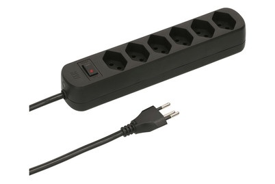 Steckdosenleiste 6X T13 Schwarz