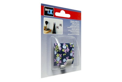 Klebehaken blau mit Blumen Inofix