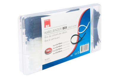 Cablehome 136069 Kabelbinder-Sortiment 190 mm Schwarz, Weiß 400 St.