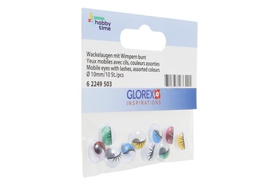 GLOREX Wackelaugen mit Wimpern