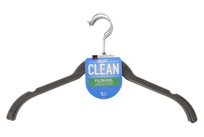 Clean Kleiderbügel Filz grau 5ST