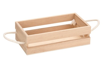 Holzkiste mit Kordelhandgriff 18x10x5,5c