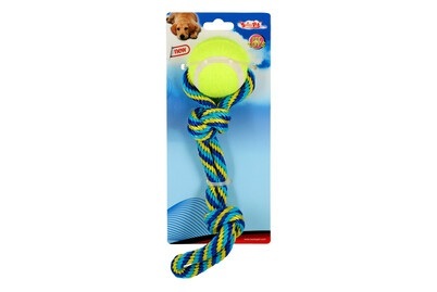 swisspet Tuggaball m/Nylon-Seil blau Hunde Spielzeug