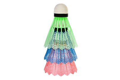 Badminton-Federbälle Rot, Grün und Blau