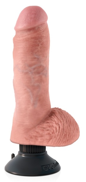 Vibrating Cock with Balls - 8 Inch - Flesh