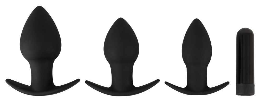4-teiliges ?Butt plug set? mit 3 Analplugs + 1 Vibrobullet