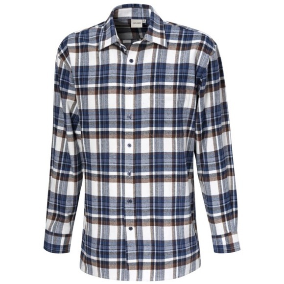 Herren Flanellhemd aus reiner Baumwolle blau