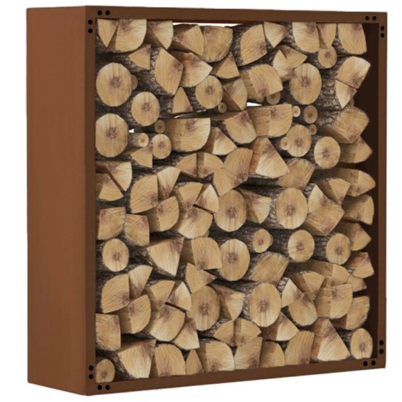 Kaminholzregal Modular Seitenwände, 2 Stk. Metall Naturrost