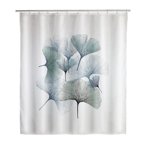 Wenko - Anti-Schimmel Duschvorhang Ginkgo, Textil (Polyester), 180 x 200 cm, waschbar