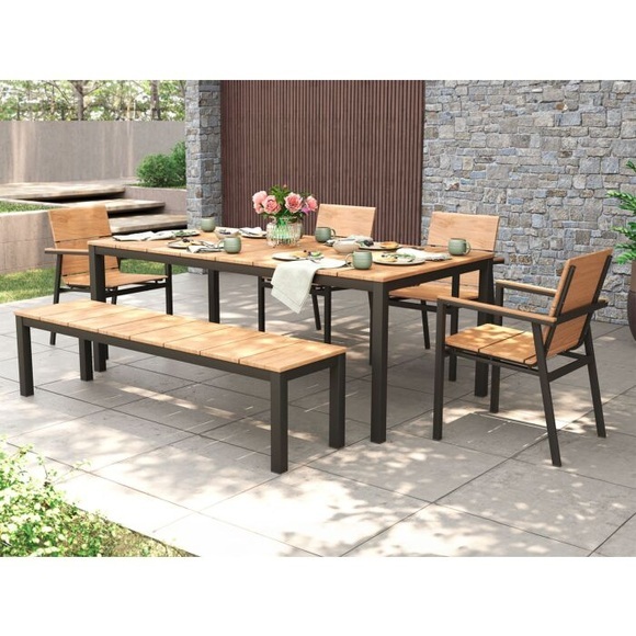 Gartentisch Teakholz massiv, LxBxH 150x100x75 cm
