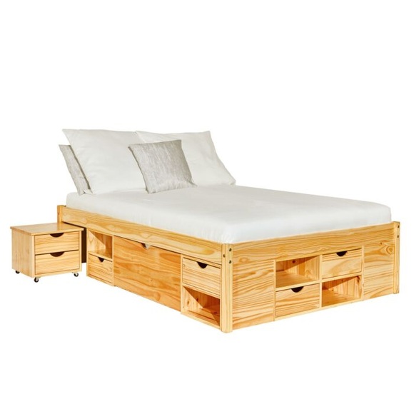 Funktionsbett aus FSC-Massivholz natur