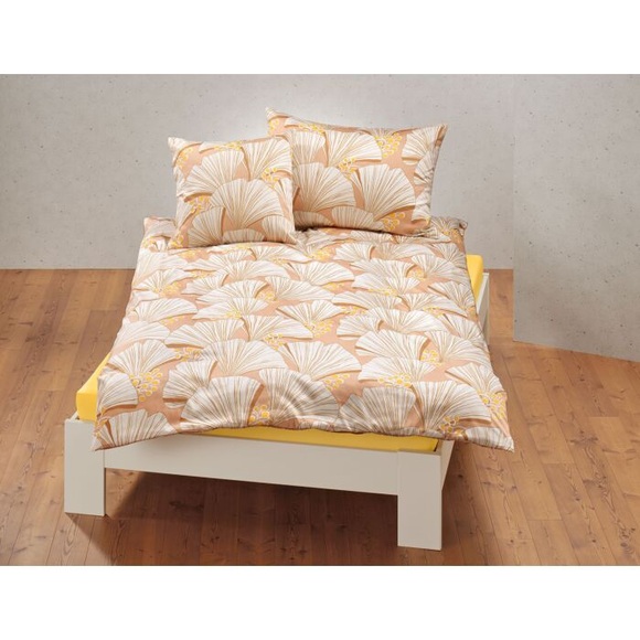Bettwäsche mit schönem Gingkomuster, beige