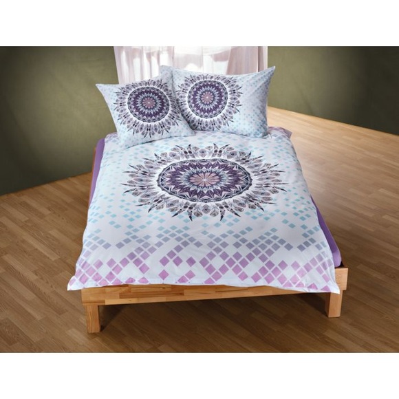 Bettwäsche mit Mandala-Traumfänger Motiv in zarten violett und türkis Tönen