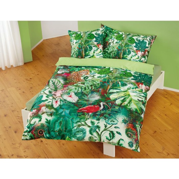Bettwäsche mit Dschungelmotiven in Grüntönen